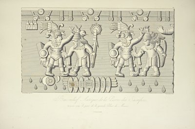 Relief en pierre aztèque des sacrifices, illustration de Vues des Cordillères et Monuments des Peuples Indigènes de l